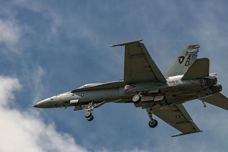 NEW WINDSOR, NY - SEPTEMBER 3, 2016: The evolution of F 18 Hornet from Stewart International Airport...