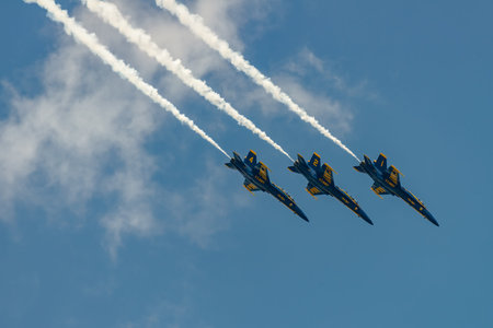 NEW WINDSOR, NY - JULY 2, 2017: U.S.NAVY Blue Angles perform at the Stewart International Airport...