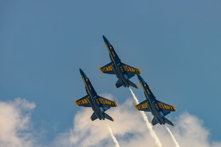 NEW WINDSOR, NY - JULY 2, 2017: U.S.NAVY Blue Angles perform at the Stewart International Airport...