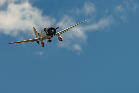 READING, PA - JUNE 3, 2017: AICHI D3A1 "VAL"n flight during World War II reenactment at Mid-Atlantic Air Museumのeditorial素材