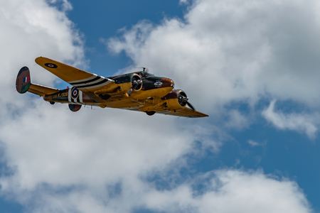 READING, PA - JUNE 3, 2017: BEECHCRAFT
C-45F "EXPEDITOR"'BUCKET OF BOLTS'in flight during World War II reenactment at Mid-Atlantic Air Museumのeditorial素材