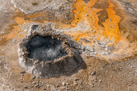Old Faithful and Upper Geyser Basin - Yellowstone National Parkの写真素材