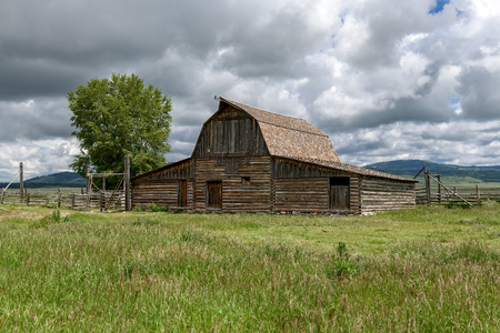 Historic Moulton Barn in Grand Teton National Park, Wyoming, USAの写真素材