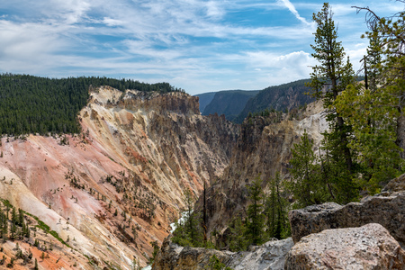Grand Canyon of the Yellowstone in Yellowstone National Park, Wyoming.の写真素材