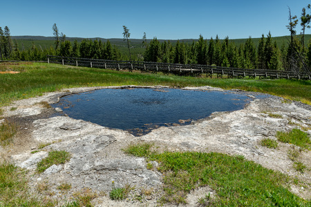 Colorful Hot Springs in Grand Prismatic Yellowstone National Park, Wyoming, USAの写真素材