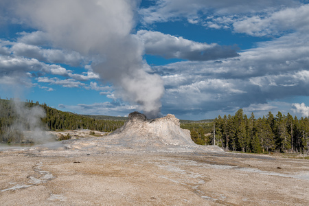 Castle Geyser, Yellowstone National Park (Upper Geyser Basin), Wyomingの写真素材