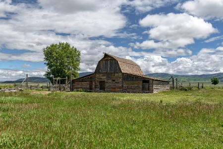 Historic Moulton Barn in Grand Teton National Park, Wyoming, USAの写真素材