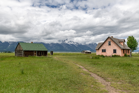 Historic Moulton Barn in Grand Teton National Park, Wyoming, USAの写真素材