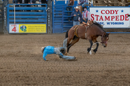 CODY, WYOMING - JUNE 29, 2018: Cody Stampede Park arena. Cody is the Rodeo Capitol of the World. 2018 marks 80th anniversary of nightly performances.のeditorial素材