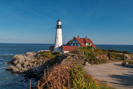 Portland Head Light, is a historic lighthouse in Cape Elizabeth, Maine.の写真素材