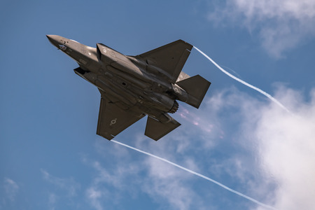 NEW WINDSOR, NY - AUGUST 2, 2019: The Lockheed Martin F-35 Lightning II from Stewart International Airport during the New York Airshow.のeditorial素材