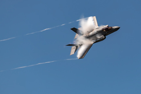 NEW WINDSOR, NY - AUGUST 2, 2019: The Lockheed Martin F-35 Lightning II from Stewart International Airport during the New York Airshow.のeditorial素材
