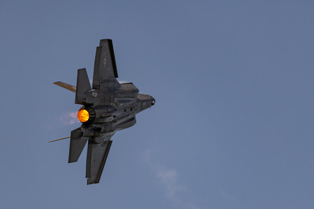 NEW WINDSOR, NY - AUGUST 2, 2019: The Lockheed Martin F-35 Lightning II from Stewart International Airport during the New York Airshow.のeditorial素材