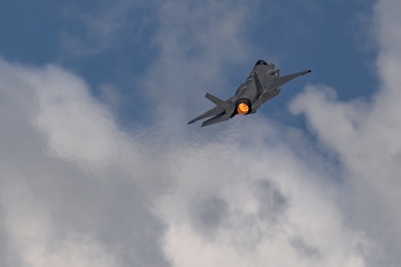 NEW WINDSOR, NY - AUGUST 2, 2019: The Lockheed Martin F-35 Lightning II from Stewart International Airport during the New York Airshow.のeditorial素材