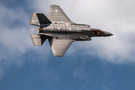 NEW WINDSOR, NY - AUGUST 2, 2019: The Lockheed Martin F-35 Lightning II from Stewart International Airport during the New York Airshow.のeditorial素材