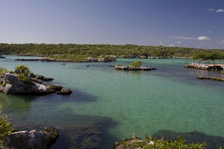 image of the lagoon at Xel-Ha in Mexicoの写真素材