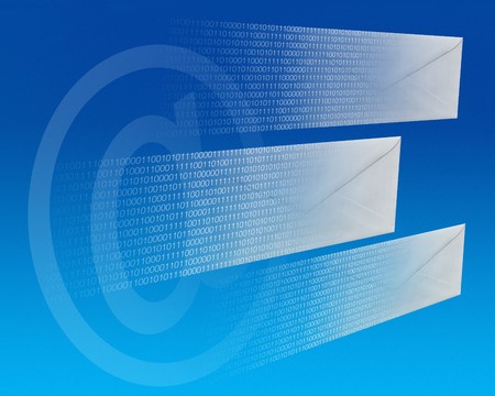 e-mail letters flying through cyberspaceの写真素材