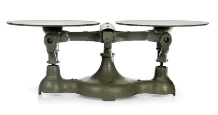 antique iron scale showing balanceの写真素材