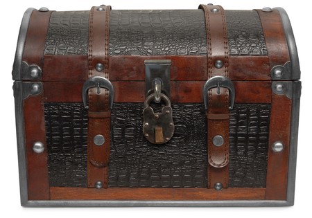 Front view of a treasure chest on a white background の写真素材