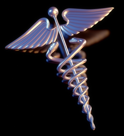 A Caduceus laying a black background