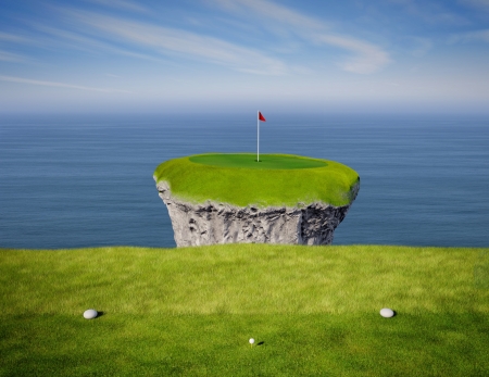 View of an impossible golf link viewed from the tee box.の写真素材
