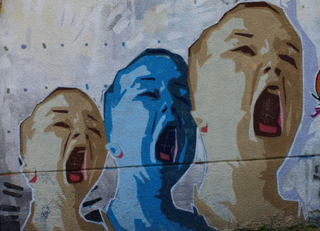 Graffiti with girl faces