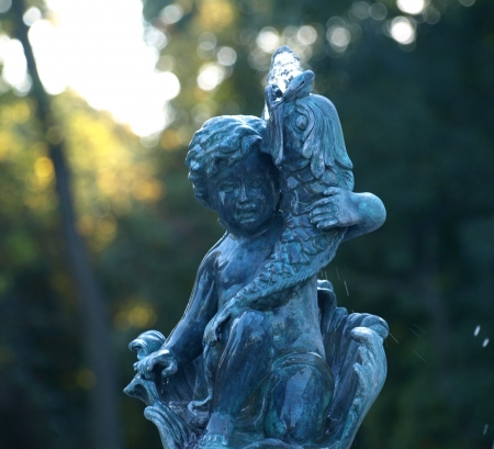 Zamosc, Poland - September 08  Decorative fountain with sculptures in old city street in Zamosc on September 09, 2013 in Zamosc, Polandのeditorial素材