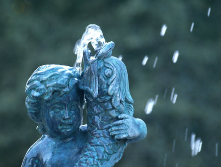Zamosc, Poland - September 08  Decorative fountain with sculptures in old city street in Zamosc on September 09, 2013 in Zamosc, Polandのeditorial素材
