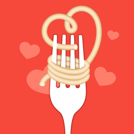 Love noodles eating food concept.のイラスト素材