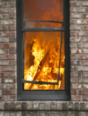A home on fire.