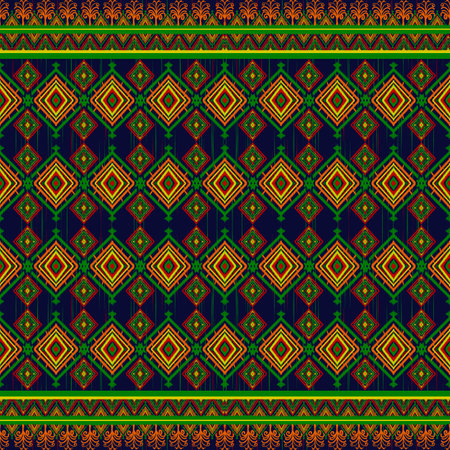 Ikat geometric ethnic oriental pattern traditional tribal Navajo. Aztec abstract art for background, carpet, wallpaper, clothing, wrapping, batik, fabric. Illustration embroidery style.の写真素材