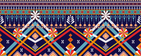 Bright Ethnic Patterns Embroidery. Vintage tribal Navajo Traditional Geometric art Aztec colored. ...