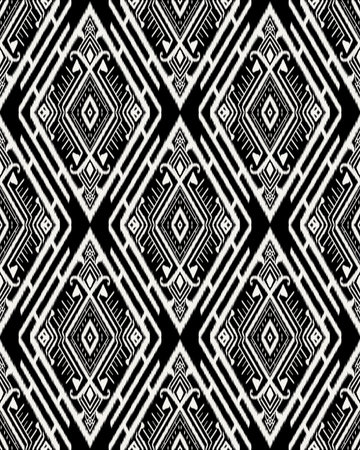Illustration of Black and White Geometric Ethnic Patterns Ikat. Vintage tribal Navajo Traditional...