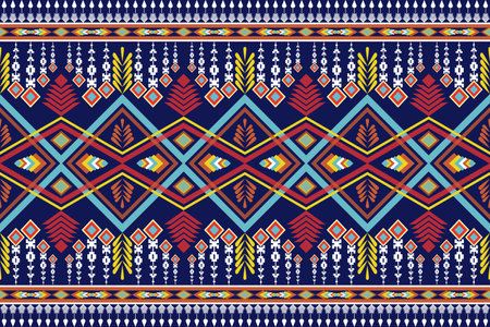 Bright Ethnic patterns seamless background embroidery.  Tribal Navajo traditional geometric art Aztec colored.  Design for wallpaper, texture, textile, fabric, clothing,  wrapping, batik, sarong.のイラスト素材