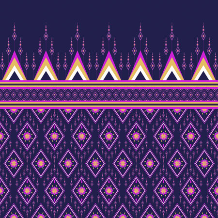 Illustration of seamless hand drawing vintage Ethnic abstract ikat art. Native geometric fabric ethnic pattern. Oriental background, Design for fabric, curtain, carpet, wallpaper, wrapping paper.の写真素材