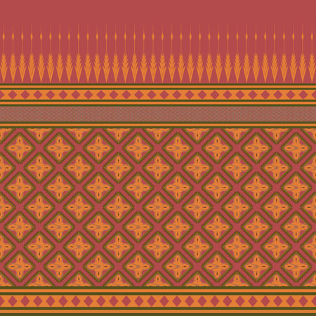 Native fabric geometric tribal pattern. Southwest Aztec Navajo ethnic seamless Ikat. Design vector for textile, printing, wallpaper, wrapping, clothing, batik, sarong.- Vector illustrationの写真素材