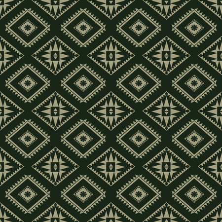 Vector of Green Geometric Fabric Ethnic  Pattern. Native Tribal texture Seamless striped traditional...