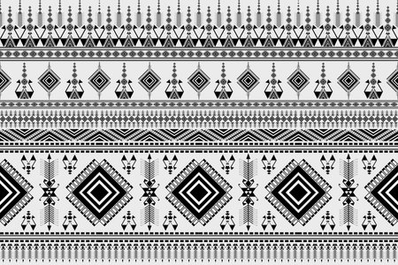 Black and white abstract tribal ethnic pattern. Native geometric Aztec seamless. Tribal seamless pattern. Elements, traditional cloth decoration art print design for fabric, textile, wallpaper, wrapping, sarong, Batik.の写真素材