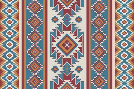 Native vintage abstract American Ethnic pattern. Indian Tribal ornament seamless. Aztec geometric navajo Embroidery print design for background, clothing, textile, wallpaper, wrappingのイラスト素材