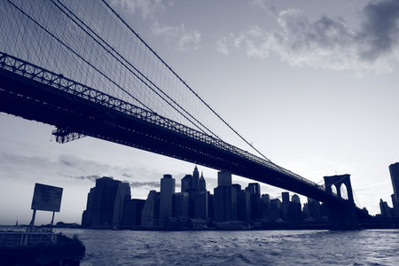 Brooklyn Bridge and Manhattan skyline At Night, New York City
