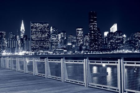 Midtown Manhattan skyline at Nightsの写真素材