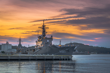 JDS Osumi at the JMSDF Yokosuka Naval Base.のeditorial素材