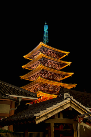 Pagoda at Senso Ji Temple in Asakusa Tokyo - Tokyo Prefecture.のeditorial素材