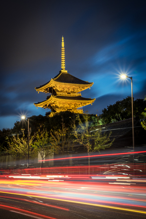 Toji temple in Kyoto illuminated in autumnのeditorial素材