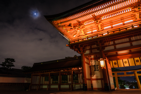 Fushimi Inari shrine in Kyoto lit up at nightの写真素材