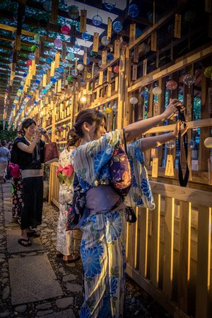 08-12-2017 Hikawa Shrine in Kawagoe - Saitama Prefecture. Wind Chime (fuurin) Festivalのeditorial素材