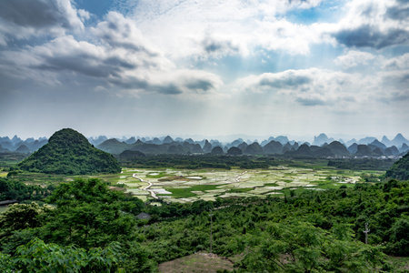 Karst mountains near Putao China, Gaunxi province