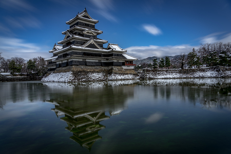 Matsumoto Castle with snow in winterのeditorial素材