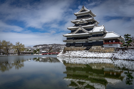 Matsumoto Castle with snow in winterのeditorial素材