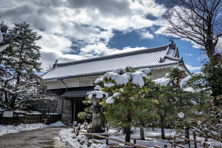 Matsumoto Castle with snow in winterのeditorial素材